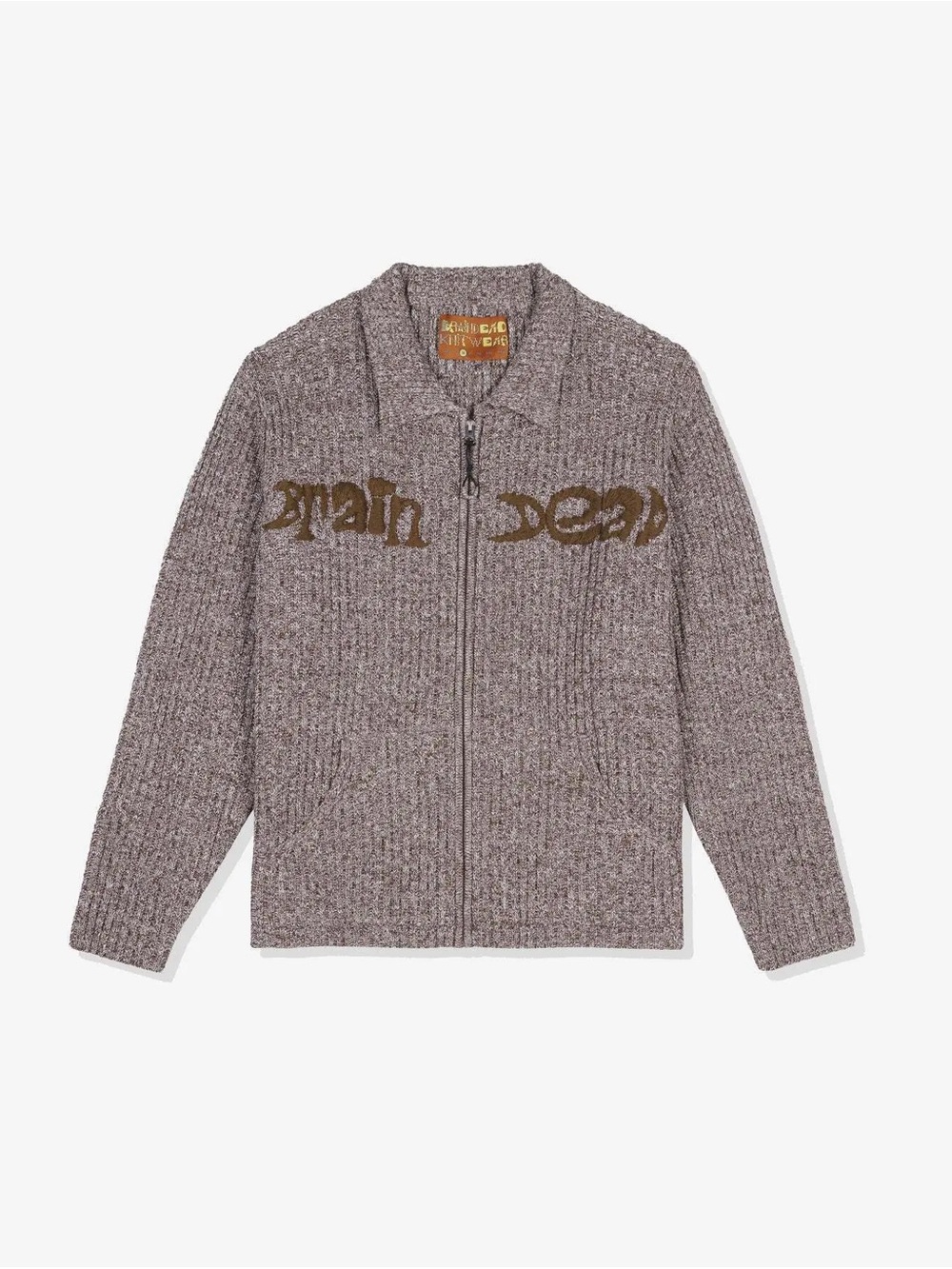 Dead Rib Knit Cardigan Zip Up Sweater